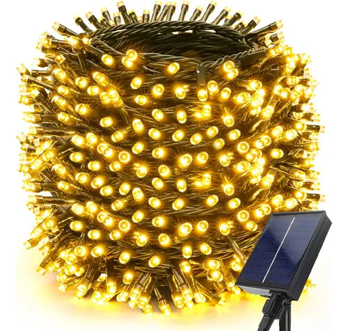 LUZ LED NAVIDEÑA con Panel Solar 20 mts (Color Cálido)